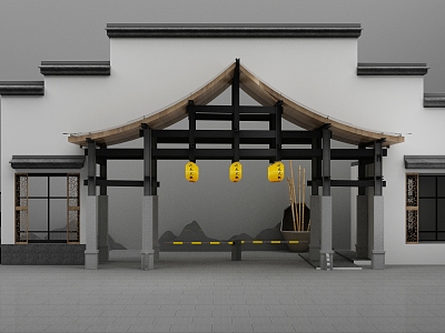 Zen Chinese ancient archway combination 3d model