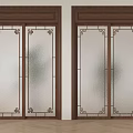 Sliding Doors With Wooden Frames Frosted Glass And Decorative Patterns In Interior