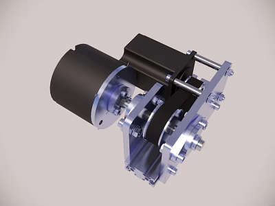 Mechanical Motor Gear Mechanism With Metal Frame And Shaft Components 3d model