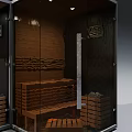 Modern Shower Sauna Interior Design With Glass Doors And Wooden Benches