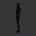 Sci Fi Character In Black And Red Armor Full Body Standing Pose