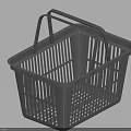 Public Facility Shopping Basket With Plastic Handles And Rectangular Design For Stores 3d model