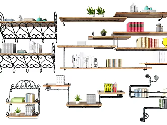 Industrial LOFT Wall Rack Hanging Rack 3d model