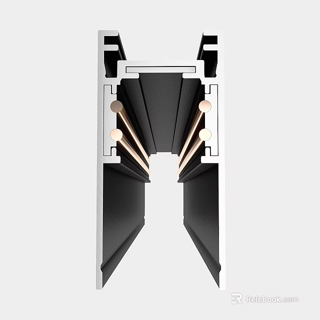 Metal Frame Section Detail with Black Silver Components and Golden Rods in Symmetrical Geometric Design 3d model 