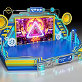 Vibrant Tech Style Stage Design With Neon Lights Gears And Geometry 3d model