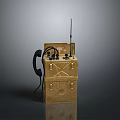 Vintage Communication Device With Golden Case Antenna Handset And Buttons