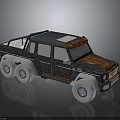 Six-Wheel Military Truck With Black And Brown Textured Body White Roof And Reflective Surface