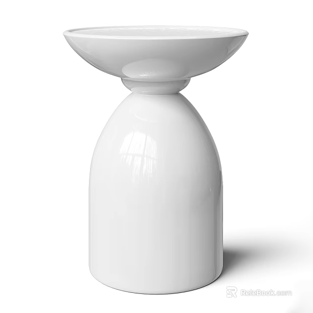 White Modern Coffee Table With Sleek Design Round Top And Cylindrical Base 3d model