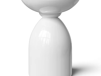 White Modern Coffee Table With Sleek Design Round Top And Cylindrical Base 3d model