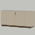 Modern Entryway Cabinet Sideboard With Beige Curved Cupboard And Dark Brown Base