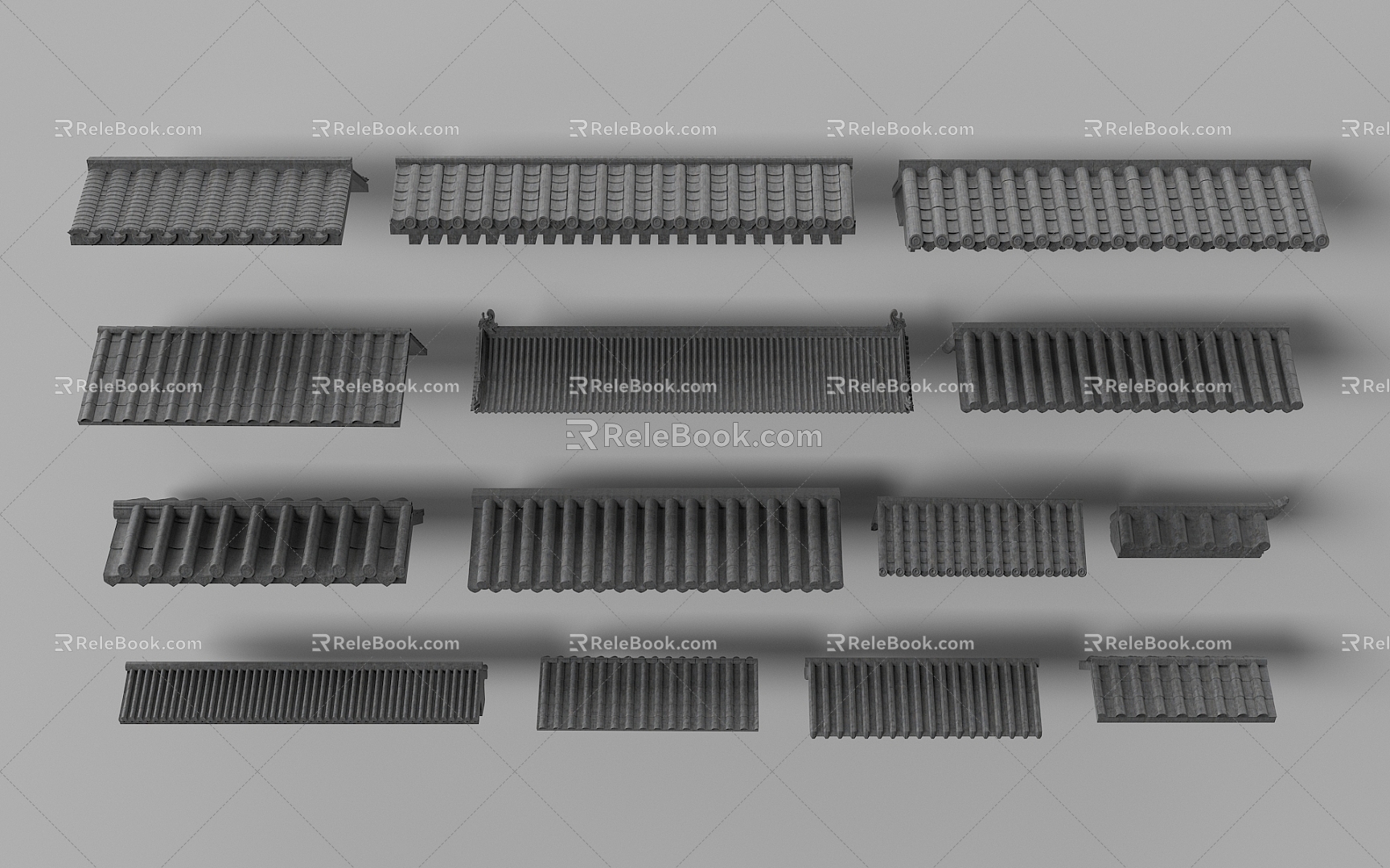 Chinese Eaves Roof Tiles 3d model