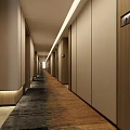 Hotel Guest Room Corridor With 3F Floor Sign Room Numbers Wooden Walls And Carpet