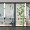 Art bamboo glass partition 3d model