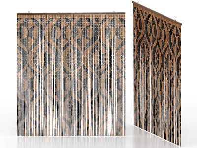 Decorative Room Divider With Geometric Floral Patterns Brown Black Colors And Vertical Stripes Design 3d model