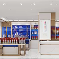 Spacious Specialty Store Interior With Shelves Displayed Products And Counter