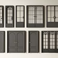 Dark Gray Double Doors Collection With Arched Glass Panels And Various Styles