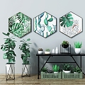 Modern Potted Plant Combination Potted Green Plant Floriculture Flower Pot Nordic Hanging Painting 3d model