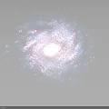 Spiral Galaxy in Deep Space with Bright Core Pink and Blue Nebulas and Scattered Stars