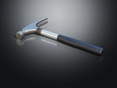 Durable Hardware Tool Claw Hammer with Metal Head and Black Handle 3d model