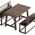 Quiet wind table and chair combination 3d model