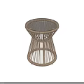 Modern Rattan Side Table With Glass Top For Living Room Natural Home Decor