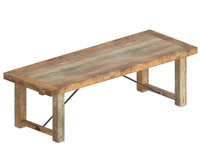 Solid Wood Dining Table With Natural Color And Simple Rectangular Design 3d model