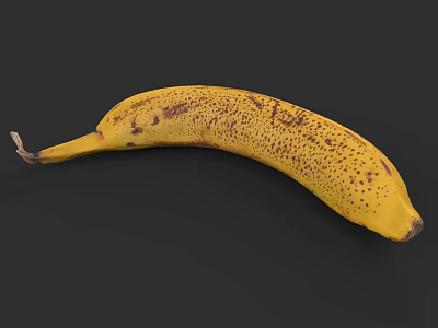 Fresh Ripe Yellow Banana With Natural Brown Spots On Dark Background 3d model