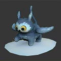 Cute Blue 3D Game and Movie Character with Large Yellow Eyes White Belly and Wings