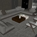 Modern L shaped Sofa and Wooden Coffee Table Set with Accent Pillows and Chairs
