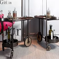 Vintage Bar Carts With Decorative Bottles And Wheels In Dior Poster Background