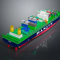 HANJIN Cargo Ship With Colorful Containers On Deck 3d model