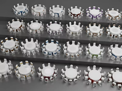 Modern Table and Chair Set with Diverse Colors and Unique Design Features 3d model