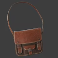Vintage Brown Leather Bag With Adjustable Shoulder Strap And Multiple Pockets 3d model