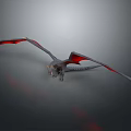 Gray Body Dragon Model With Red Wings In Flying Pose On Gray Background 3d model