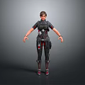 3D Realistic Humanoid Character In Tactical Combat Suit With Utility Gear And Red Boots
