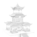 Traditional Chinese Multi tiered Pavilion With Curved Eaves Red Pillars Black Roof And Stone Steps
