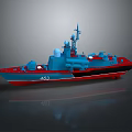 Blue And Red Military Ship Model With Radar Antenna And Number 463