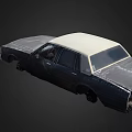 Old Worn Four Door Car With Rusty Body And Beige Top Exterior