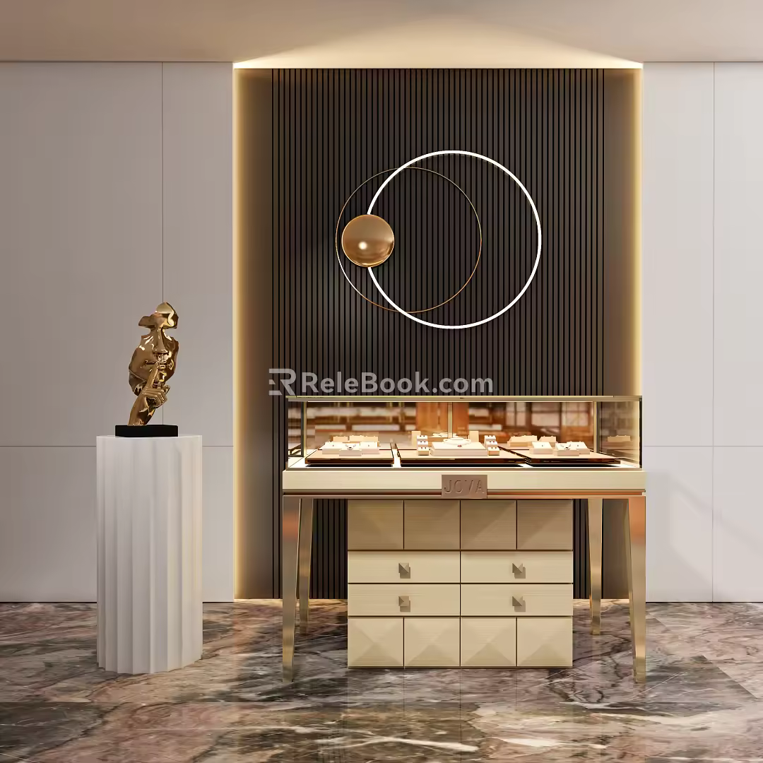 Light Luxury Display Cabinet 3d model