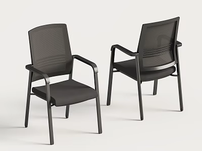 Modern Office Chair With Mesh Back Black Seat And Metal Armrests And Legs 3d model