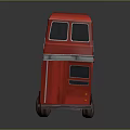 Red Double Decker Bus Exterior With European Camping Advertisement And Classic Design