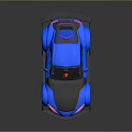 Sleek Blue Sports Car With Large Rear Spoiler Black Accents And Red Details