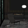 Modern Black Chaise Lounge In Contemporary Living Room With Fireplace Floor Lamp And Area Rug