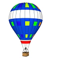 Colorful Hot Air Balloon With Vibrant Colored Panels And White Stripes