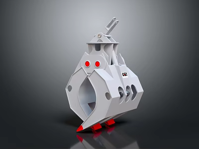 Gray Industrial Mechanical Equipment With Red Accents Top Handle Side Holes And Support Feet 3d model