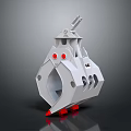 Gray Industrial Mechanical Equipment With Red Accents Top Handle Side Holes And Support Feet