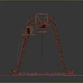 Red Industrial Gantry Crane With Metal Frame And Support Legs Structure 3d model