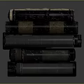 Military Weapons Stacked Cylindrical Ammunition and Shells Collection 3d model