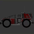 Futuristic Red And Black Car With Rugged Frame Antenna And Large Wheels