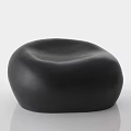 Modern Black Ottoman with Irregular Shape and Smooth Surface on White Background 3d model